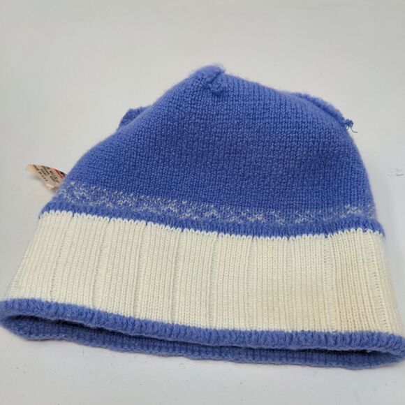 Wigwam Woolen Mills Women's Knit Beanie Ski Hat Fair Isle Blue Vintage Made USA - Picture 8 of 10